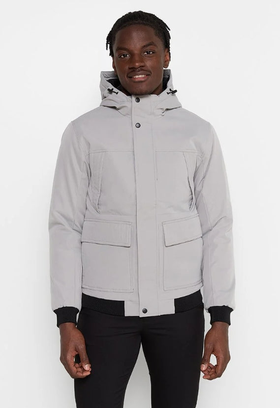 Geacă bărbați cu gluga Jack & Jones culoare gri deschis marimea XS