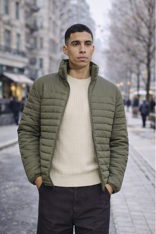 Geacă bărbați matlasată – culoare verde Olive