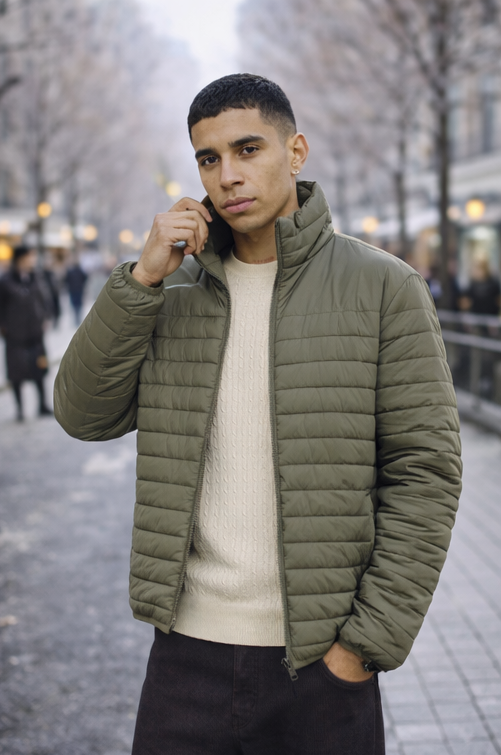 Geacă bărbați matlasată – culoare verde Olive