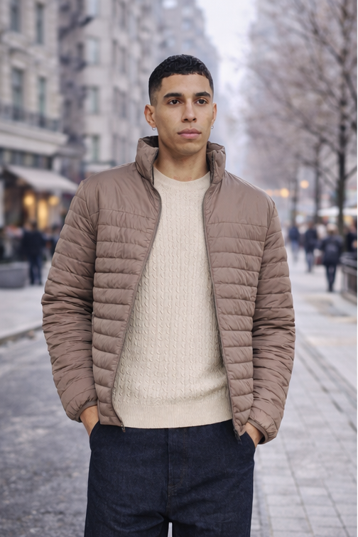 geaca matlasata barbati bej taupe
geaca barbati sezon rece culoare bej
geaca matlasata barbati vedere fata
geaca barbati casual iarna